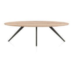 Arvada, table à manger 250 x 110 cm - ellipse - chêne massif - 4 pieds - graphite - Metal graphite