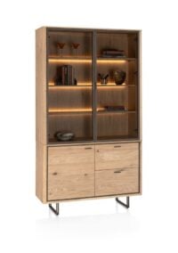 Mogan, Buffetkast 120 cm, 2 glasdeuren incl. LED, 1 deur, 2 laden - Afbeelding 2