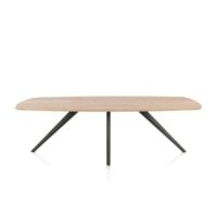 Arvada, eetkamertafel 250 x 110 cm - ovaal - massief eikenhout - 4 poot - grafiet - Metal graphite