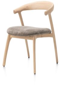 Bellami, eetkamerstoel - eiken naturel - stof Livigno - bruin - Afbeelding 2