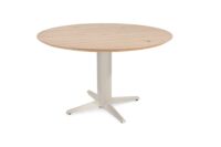 Caletta, table rond 120 cm. - plateau en chêne - pied central crème - Natural - Image 2