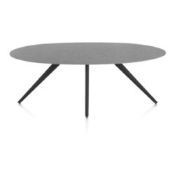 Saluti, eetkamertafel ellips 210 x 105 cm. - 4 poot - rough off black - Antraciet