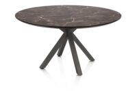 Caletta, eetkamertafel rond 150 cm. - HPL Primo Laminato blad - centrale kruispoot grafiet - Marble brown - Afbeelding 2