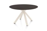 Caletta, eetkamertafel rond 120 cm. - eiken blad - centrale kruispoot cr&egrave;me - Basalt - Afbeelding 2