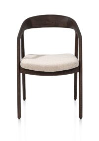 Dante, chaise à accoudoirs - chêne clay avec siege tissu Cloudy