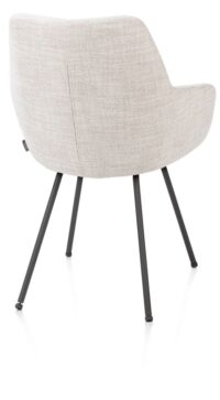 Mats, chaise &agrave; accoudoirs - 4 pieds - graphite - tissu Luton - Creme - Image 2