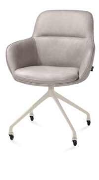 Mateo, chaise à accoudoirs - roulettes - crème - Pala - Gris clair - Image 2