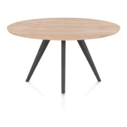 Arvada, eetkamertafel 140 cm - rond - massief eikenhout - 4 poot - grafiet - Metal graphite