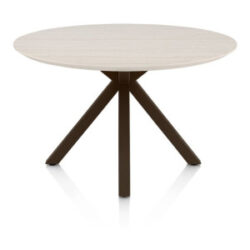 Caletta, table rond 120 cm. - plateau en HPL Primo Laminato - pied central en croix steelbrown - Travertin