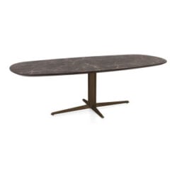 Caletta, table ovale 240 x 105 cm. - plateau en HPL Primo Laminato - pied central steelbrown - Marble brown