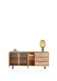 Mogan, Dressoir 190 cm, 2 deuren, 3 laden, 3 openvakken incl. LED - Afbeelding 3