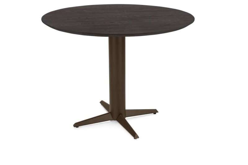Caletta, Table De Bar Rond 120 Cm. - Plateau En Ch&ecirc;ne - Pied Central Steelbrown - Basalt - Image 2