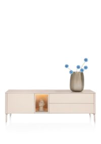 Trentino, Buffet bas 180 cm. - 1 porte + 2 tiroirs + 1 niche - mdf laqué - Creme