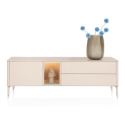 Trentino, Buffet bas 180 cm. - 1 porte + 2 tiroirs + 1 niche - mdf laqué - Creme