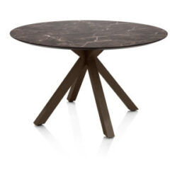 Caletta, table rond 120 cm. - plateau en HPL Primo Laminato - pied central en croix steelbrown - Marble brown