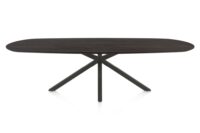 Caletta, eetkamertafel ovaal 270 x 110 cm. - eiken blad - centrale kruispoot grafiet - Basalt