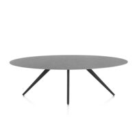 Saluti, eetkamertafel ellips 240 x 110 cm. - 4 poot - rough off black - Antraciet