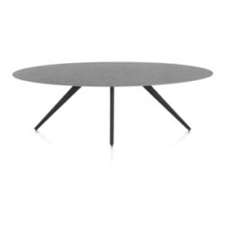 Saluti, eetkamertafel ellips 240 x 110 cm. - 4 poot - rough off black - Antraciet