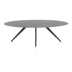 Saluti, table ellipse 240 x 110 cm. - 4 pieds - rough off black - Anthracite