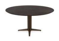 Caletta, eetkamertafel rond 150 cm. - eiken blad - centrale teenpoot steelbrown - Basalt