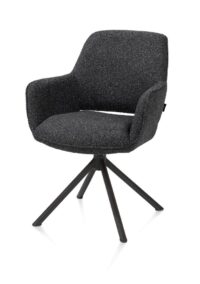 Kian, chaise à accoudoirs - pivotant - rough off black - tissu Cloudy - Anthracite - Image 2