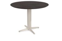 Caletta, table de bar rond 120 cm. - plateau en ch&ecirc;ne - pied central cr&egrave;me - Basalt - Image 2