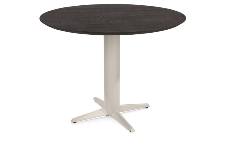 Caletta, Table De Bar Rond 120 Cm. - Plateau En Ch&ecirc;ne - Pied Central Cr&egrave;me - Basalt - Image 2