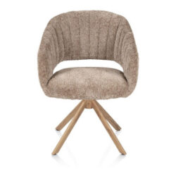 Isla, chaise à accoudoirs - pivotant - aspect chêne - tissu Valencia - Taupe