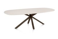 Caletta, eetkamertafel ovaal 240 x 105 cm. - HPL Primo Laminato blad - centrale kruispoot steelbrown - Travertin