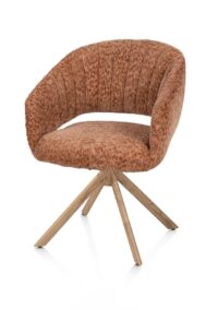 Isla, armstoel - draaibaar - eikenhout look - stof Valencia - Koraal - Afbeelding 2