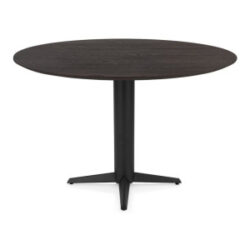 Caletta, bartafel rond 150 cm. - eiken blad - centrale teenpoot zwart - Basalt