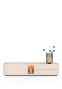 Trentino, Buffet bas 210 cm. - 2 portes + 2 tiroirs + 1 niche - mdf laqu&eacute; - Creme