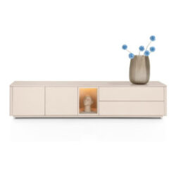 Trentino, Lowboard 210 cm. - 2-deuren + 2-laden + 1-niche - mdf gelakt - Creme