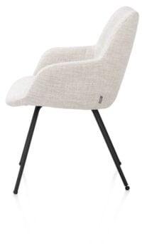 Mats, chaise à accoudoirs - 4 pieds - rough off black - tissu Luton - Creme - Image 3