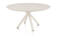 Caletta, eetkamertafel rond 150 cm. - HPL Primo Laminato blad - centrale kruispoot cr&egrave;me - Travertin - Afbeelding 2