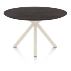 Caletta, eetkamertafel rond 120 cm. - eiken blad - centrale kruispoot crème - Basalt