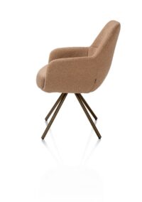 Mavis, chaise à accoudoirs - pivotante - steelbrown - ressorts ensaches - tissu Cloudy - Jaune ocre - Image 3