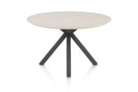 Caletta, eetkamertafel rond 120 cm. - HPL Primo Laminato blad - centrale kruispoot grafiet - Travertin
