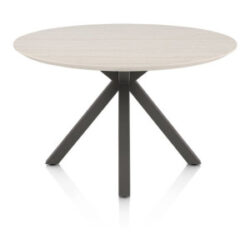 Caletta, eetkamertafel rond 120 cm. - HPL Primo Laminato blad - centrale kruispoot grafiet - Travertin