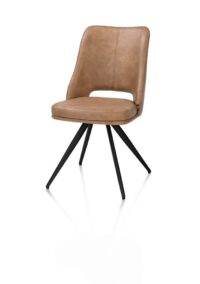 Ian, Chaise de salle à manger - rotative à 180 degrés - rough off black - knock down - pala - Cognac - Image 2