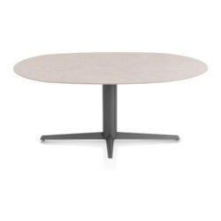 Saluti, table ellipse 180 X 105 cm. - pied central - graphite - Light sand