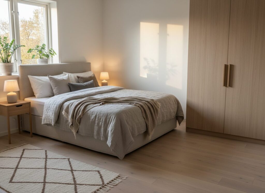 Bed Van 160 Cm In Een Kleine Slaapkamer Met Vrije Loopruimte