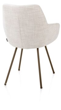 Mats, chaise &agrave; accoudoirs - 4 pieds - steelbrown - tissu Luton - Creme - Image 2