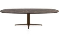 Caletta, eetkamertafel ovaal 270 x 110 cm. - HPL Primo Laminato blad - centrale teenpoot steelbrown - Marble brown