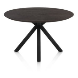 Caletta, eetkamertafel rond 120 cm. - eiken blad - centrale kruispoot zwart - Basalt
