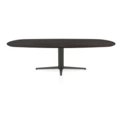 Caletta, table ovale 270 x 110 cm. - plateau en ch&ecirc;ne - pied central graphite - Basalt