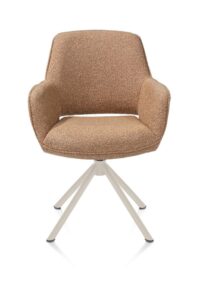 Kian, chaise à accoudoirs - pivotant - crème - tissu Cloudy - Jaune ocre