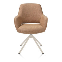 Kian, chaise à accoudoirs - pivotant - crème - tissu Cloudy - Jaune ocre