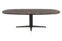 Caletta, table ovale 240 x 105 cm. - plateau en HPL Primo Laminato - pied central noir - Marble brown