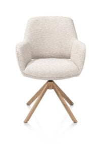 Kian, chaise à accoudoirs - pivotant avec fonction relax - aspect chêne - tissu Cloudy - beige